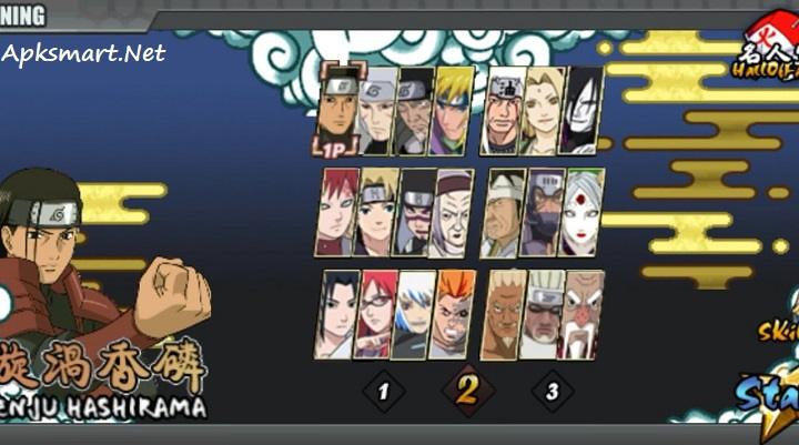 this image shows the full characters of naruto senki mod game.
